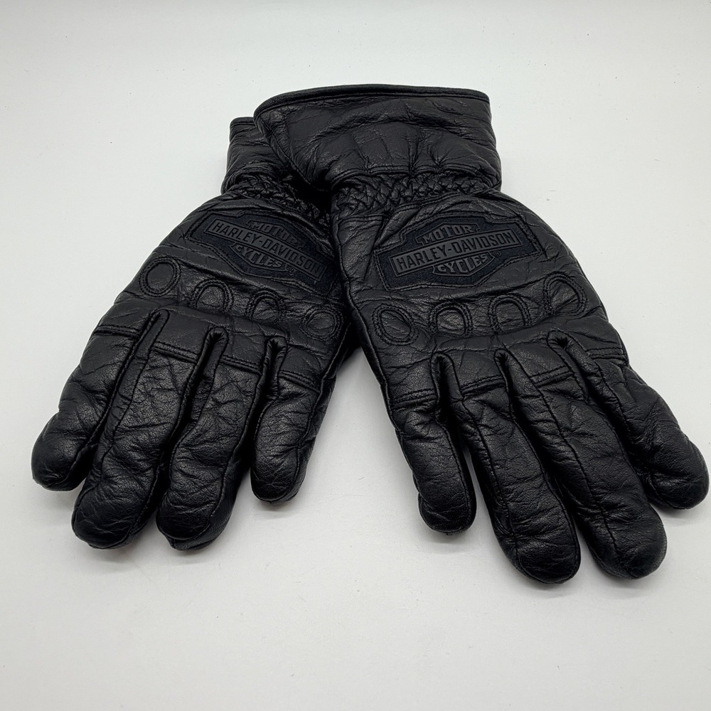 VTG Harley Davidson Leather Riding Gloves Mens Sz S Black Insulated